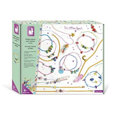 Immagine di Janod Set 16 Gioielli Pietre Portafortuna Fai Da Te 3 Collane e 13 Bracciali Les Ateliers Bijoux Attività Creativa per Bambini Manualità Concentrazione Dagli 8 Anni, J07938
