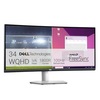 Immagine di Dell S3423DWC USB C 34 pollici WQHD (3440 x 1440) 21:9 1800R Curved Monitor, 100Hz, VA, 4 ms, AMD FreeSync, 99% sRGB, altoparlanti integrati, C, 2 HDMI, 3 USB, anni di garanzia