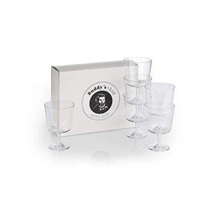 Immagine di Buddy&#039;s Bar Set da 6 bicchieri in Tritan 0,3 litri di alta qualità, BPA free, effetto vetro cristallo, resistenti alla rottura, riutilizzabili e lavabili lavastoviglie, 300 ml, trasparenti