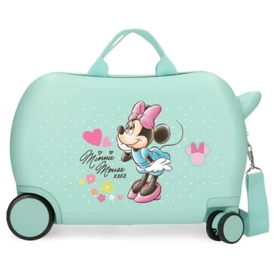 Immagine di Disney Joumma Bags, Minnie Imagine, Valigia Cabina, per bambini, Realizzato in ABS, un materiale, Quattro Ruote Doppie di Giro multidirezionale, Chiusura a combinazione laterale., turchese,