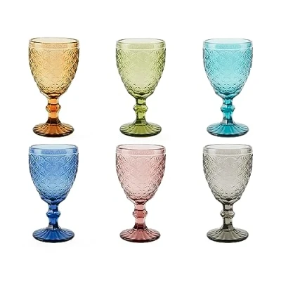 Immagine di Excelsa Ginkgo Set 6 Calici, Vetro Colorato in Pasta, Capacità 350 Ml., Fatto a Mano