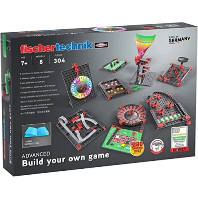 Immagine di fischerfischertechnik Build Your Own Game 564067 costruzioni per bambini, giochi bambino da 7 anni, raccolta di come roulette, ruota della fortuna e labirinto