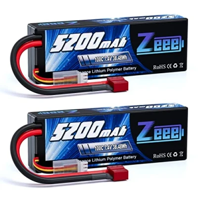 Immagine di Zeee 2S Lipo Batteria 7,4V 100C 5200mAh RC Hardcase con Connectore Deans T Spina per Evader BX Veicolo Auto LKW Truggy Nave Modells Hobby (2 pezzi)