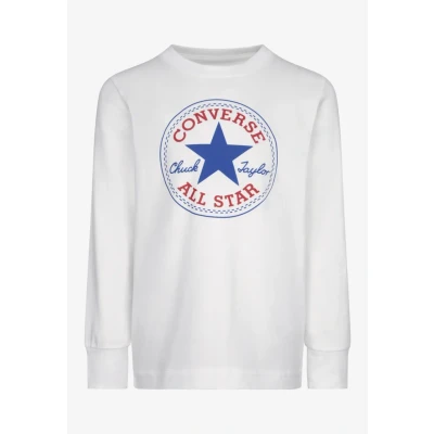 Immagine di Converse Chuck Patch LONG Sleeve TEE Unisex Maglietta a manica lunga per bambini, Taglia: 128/132, White