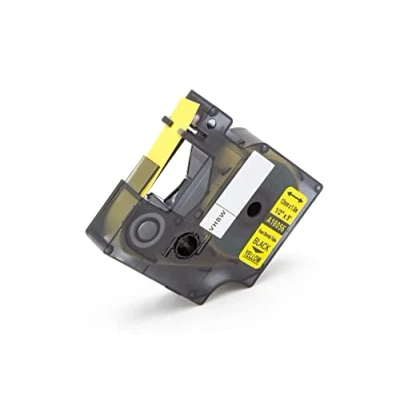 Immagine di vhbw cassetta nastro compatibile con Dymo Rhino 4200, 5200, 6000 etichettatrice nero su giallo, di tubi termoretrattili, 12 mm