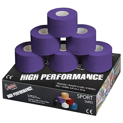 Immagine di ALPIDEX 6 x Sport Tape 3,8 cm 10 Nastro Adesivo Molti Colori 100% Cotone Non Elastico, Colore:Lilla