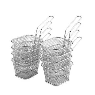 Immagine di Cestino per patatine fritte, cestello mini cestello, 8 pezzi cestini fritte in acciaio inossidabile C
