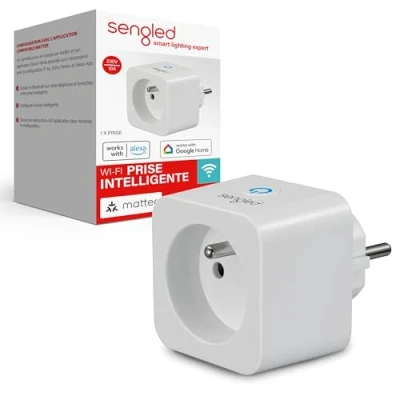 Immagine di Presa intelligente Sengled, compatibile Matter, funziona con Alexa, si accoppia istantaneamente, supporta fino a 2300 W, piattaforma Matter richiesta, 2,4 GHz, Wi Fi, confezione da 1