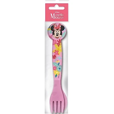 Immagine di Disney Set 2 posate rosa per bambine in plastica Minnie Mouse forchetta e cucchiaio