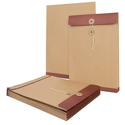 Immagine di 10 cartelline in carta kraft formato A4 per documenti, portafogli, cartelle di raccoglitori, organizer progetti tascabili, ufficio, scuola, chiusura a