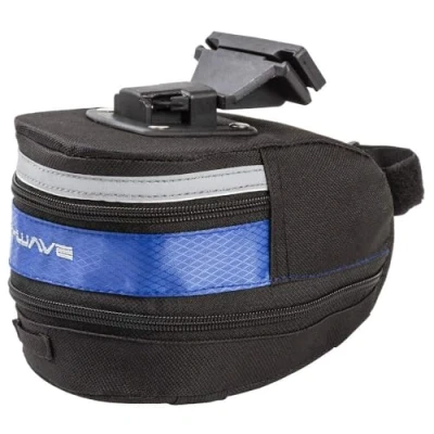 Immagine di M WAVE Clip On Saddle Bag, Blue, Through Zipper Enlargeable At The Bottom, with Light Bracket And 3 Elastic Straps Reflective Tape