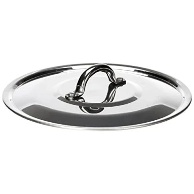 Immagine di Pentole Agnelli Alluminio 2 mm Coperchio Tondo con Ponticello senza Orlo, Lucido, Argento, 20 cm