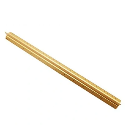 Immagine di Powertool Righello triangolare in alluminio, 1:20, 1:25, 1:50, 1:75, 1:100, 1:125, standard 30,5 cm, per architetti, studenti, disegnatori e ingegneri (oro alluminio)