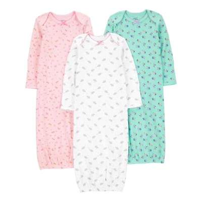 Immagine di Simple Joys by Carter&#039;s 3 Pack Cotton Sleeper Gown Infant And Toddler Nightgowns, Rosa/Verde Menta/Bianco, 0 Mesi (Pacco da 3) Unisex Bimbi