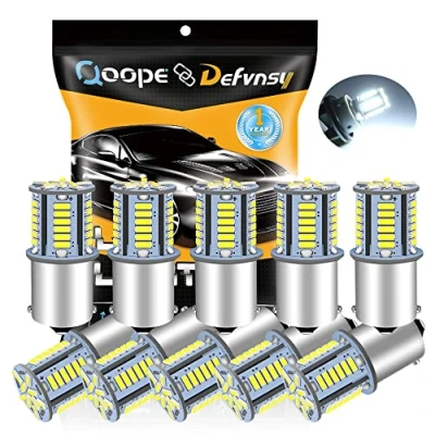 Immagine di Defvnsy 1156 P21W BA15S led Lampadine Bianco 6000K 500Lums, 1003 1141 7506 12V Per RV Auto Interni, Luce Retromarcia, Luci Posteriori, Parcheggio Luci, DRL Barca (10 Pezzi)
