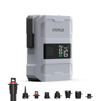 Immagine di CYCPLUS 20PSI Pompa Ricaricabile per Paddleboard Gonfiaggio Veloce a Doppio Stadio, Sgonfiaggio Automatico, Display LED Duale. Adatta e Barca Gonfiabile