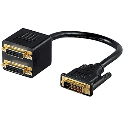 Immagine di Goobay 68740 DVI per Cavo Adattatore, Dorato, Nero, 0.1 m Lunghezza del