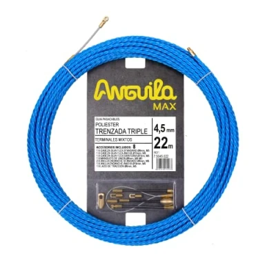 Immagine di Anguila Max 7.5045.022 Guide passacavi Speciale Curve Poliestere Tripla Intrecciata 4,5 mm 22 metri e terminali misti, Blu