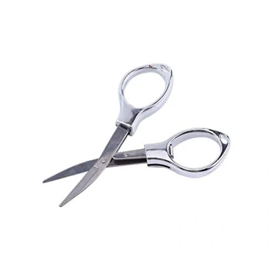 Immagine di Forbici pieghevoli Mini portatili in acciaio inossidabile Portachiavi pieghevole Pacchetto di carte blister da viaggio portatili(Argento)