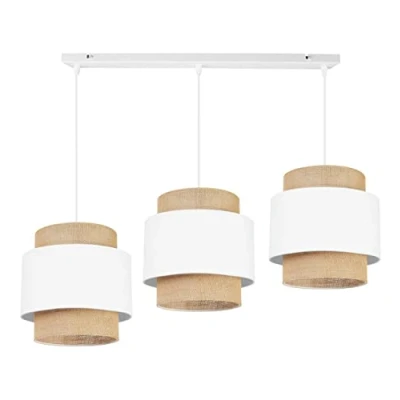 Immagine di Light Home Boho Lampadario a Sospensione Ragno per Soggiorno Camera da Letto e Cucina Lampade in Metallo con Paralume Moderno E27 3 Luce Bianco Iuta