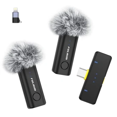 Immagine di FULAIM microfono Lavalier wireless per iPhone,Telefoni Android, Mini con Cancellazione del Rumore, a clip chiaro registrazioni video, interviste, TikTok e YouTube