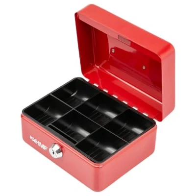 Immagine di HMF 10215 03 Cassetta Portavalori con Vassoio Portamonete 15 x 12 8 cm, rosso