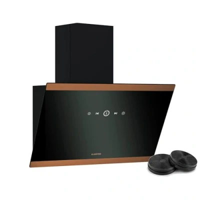 Immagine di KLARSTEIN FlashLine 60 Cappa da Cucina, Touchscreen, 524 m3/Ora, Efficienza Energetica A++, LED, Silenziosa: 34,5 Db, Nero &amp; Rame, Scarico Ricircolo