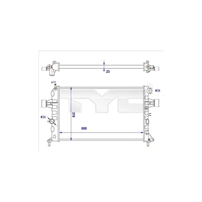 Immagine di TYC 725 0038 R Radiatore motore 600 378 23 Alette di raffreddamento montate meccanicamente OPEL: Astra G Caravan, Zafira A, CC