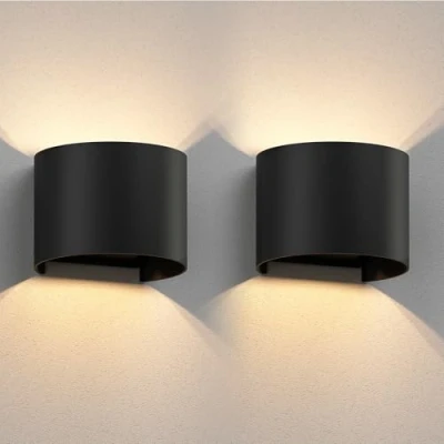 Immagine di ledscom.de 2 x lampada da parete RUNEL per esterni, IP65, up/downlight, nero opaco, rotonda, 1x G9 max. 10W