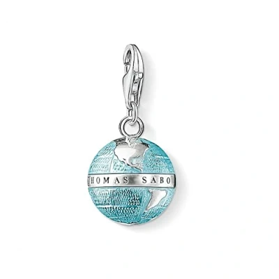 Immagine di Thomas Sabo Charm Club Pendente da Donna a Forma di Globo Terrestre in Argento Sterling 925 0754 007 1, Name Blue Globe