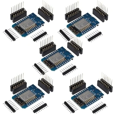 Immagine di AZDelivery 5 x D1 Mini NodeMcu con ESP8266 12F connettore USB C WLAN Module CH340G Lua compatibile Arduino incluso e book!