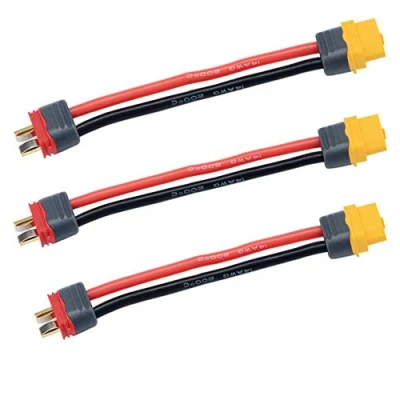 Immagine di Yiqigou 3pcs Amass xt60 maschio Femmina connettore a Deans T Adattatore di conversione con 10cm Cavo (Deans femmina)