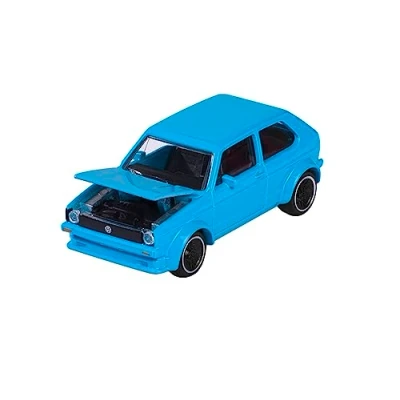 Immagine di Majorette auto vintage VW Golf MK1 giocattolo auto, scala 1:64 (7,5 cm), con carta da collezione, modello per bambini dai 3 anni in su