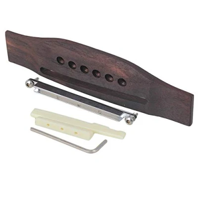 Immagine di Yibuy, ponte in palissandro e sella dado set albero regolabile per chitarra acustica a 6 corde