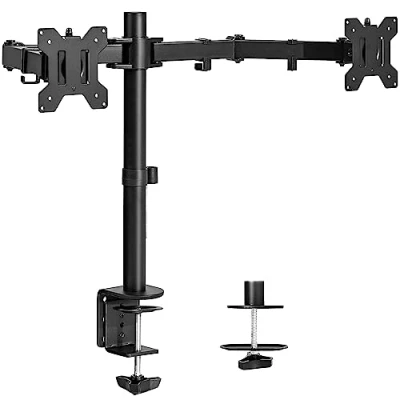 Immagine di VIVO supporto da scrivania a doppio monitor, resistente completamente regolabile, adatto 2 schermi LED LCD fino 30 pollici, nero, STAND V002..