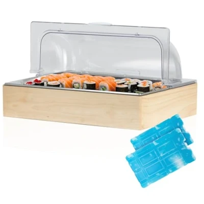 Immagine di Mahlzeit vassoio di servizio refrigerante 53 x 34 27 cm Piastra raffreddamento GN 1/1 con coperchio Sistema termico blocco conservazione