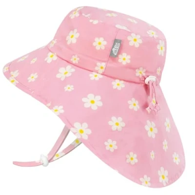 Immagine di Jan &amp; Jul Cappello da sole bambina &quot;Grow with me&quot; in cotone con tesa larga, Daisy rosa, 6 24 mesi