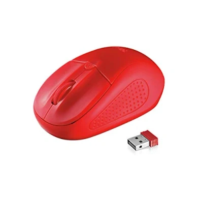 Immagine di Trust Primo Mouse Ottico, Wireless, Interruttore Integrato, Tasti Premuti, Rosso
