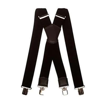 Immagine di Olata Bretelle da Uomo a Forma di X con Clip Forti, Extra Larghe, 5 cm. Nero (Clip D&#039;Argento)