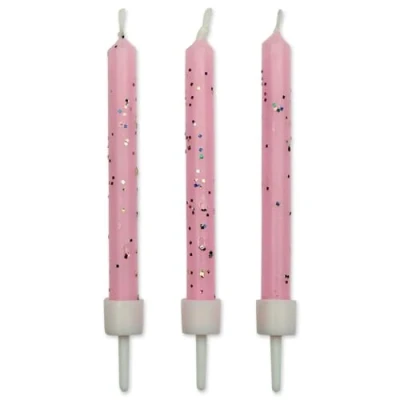 Immagine di PME Candele rosa glitterate, confezione da 10, 0,5 x 6,2 cm, la può variare