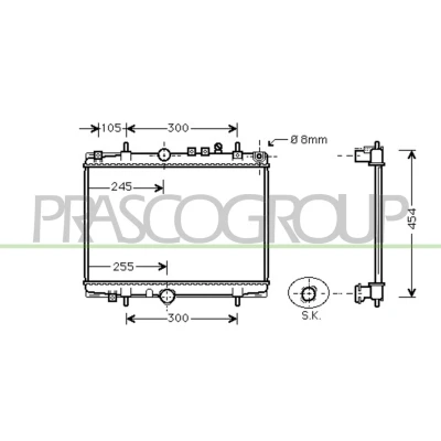 Immagine di PRASCO CI520R004 Radiatore motore Alluminio 380 544 23 con giunti rapidi Alette di raffreddamento montate meccanicamente CITROËN: C5 I Station Wagon