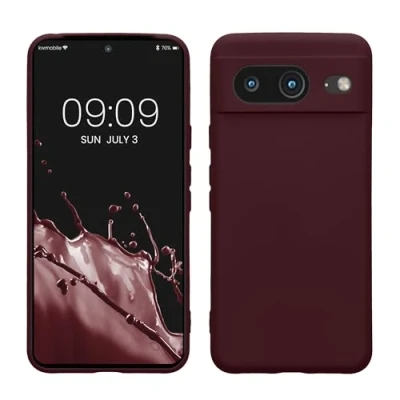 Immagine di kwmobile Custodia Compatibile con Google Pixel 8 Cover Back Case per Smartphone in Silicone TPU Protezione Gommata viola bordeaux