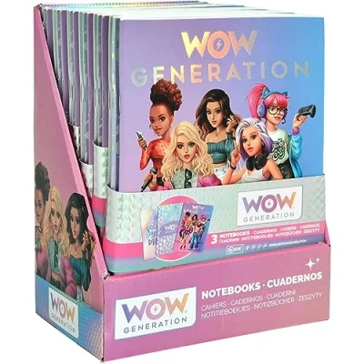 Immagine di Kids Euroswan Confezione da 3 quaderni Coperchio Morbida 24 Fogli 100 gsm Wow Generation, Multicolore (WOW00002)