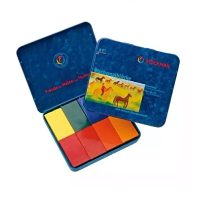 Immagine di Stockmar Beeswax Block Crayons 8 Asst Waldorf Colours in a Tin