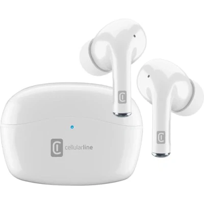 Immagine di cellularline Vivid Universale Cuffiette Auricolari Bluetooth 5.0 HiFi Stereo con Custodia di Ricarica Autonomia Totale 21 Ore 2 Portata 10 Mt Bianco
