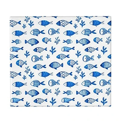 Immagine di Tappetini per asciugare i piatti, disegno di pesce azzurro ad acquerello sotto il design animali marini Tappetino scolapiatti assorbente lavello 41X46 CM