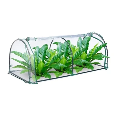 Immagine di Relaxdays Serra a Tunnel in Telo, Sistema ad Incastro, Porta Avvolgibile, HLP: 50 x 130 60 cm, Acciaio e PVC, Verde, 80% plastica 20%