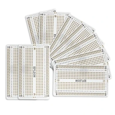 Immagine di EPLZON Tagliere saldabile per circuito stampato placcato oro progetti di elettronica fai da te, compatibile con saldatura 2,05 &quot;x 3,5&quot; (10 pezzi, Bianco)