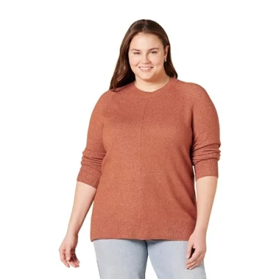 Immagine di Amazon Essentials Maglione Girocollo Morbido a Maniche Lunghe dalla vestibilità Classica Donna, Caramello, L