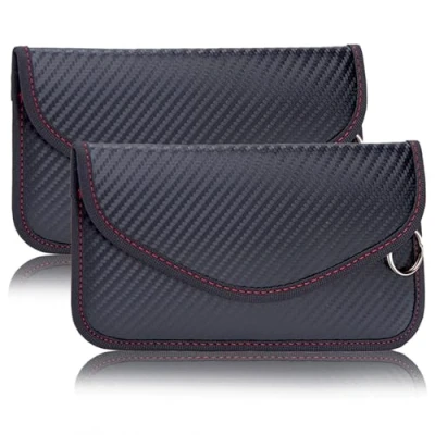 Immagine di Faraday Custodia per cellulare grande, 2 pezzi, con blocco di segnale, in fibra carbonio, colore: Nero